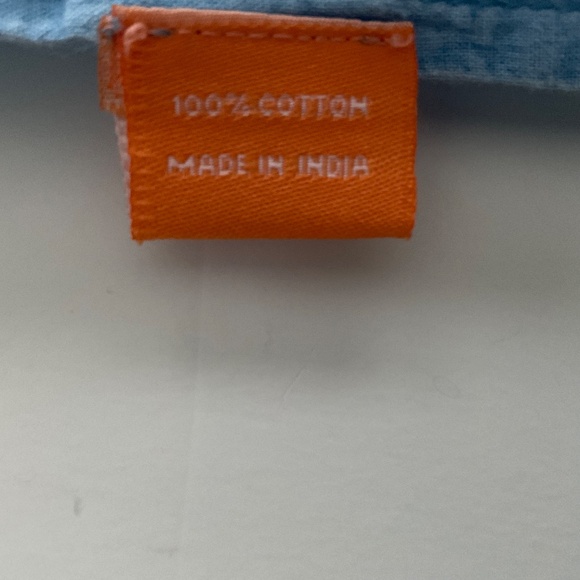 Oliphant Mandarin Collar Popover Blouse Sz L Blue Contemporary Classic Nomad - Picture 10 of 15